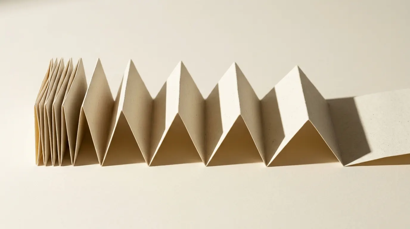 A strip of paper folded into accordion pleats